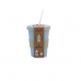 Glass with Lid Quid Inspira Straw 480 ml Blue Plastic