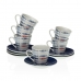 Set med kopper og underkopper Versa Porcelæn 5,8 x 6 x 5,8 cm Fisk Kaffe (12 Dele)