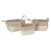 Set med kurve DKD Home Decor Flødefarvet Natur Jute Naturlig fiber 40 x 28 x 23 cm (3 Dele)