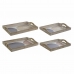 Vassoio DKD Home Decor 40,6 x 30 x 6 cm Beige Azzurro Legno MDF (2 Unità)