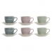 Set di 6 Tazze con Piatto DKD Home Decor Azzurro Verde Rosa Gres 150 ml 10 x 7,5 x 7,5 cm