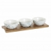 Set Malych Misek DKD Home Decor Bílý Námořnický Modrý Porcelán Akátové Plastické Orientální 4 Kusy 30 x 9,5 x 1,3 cm