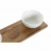 Set da Aperitivo DKD Home Decor Bianco Blu Marino Porcellana Acacia Plastica Orientale 4 Pezzi 30 x 9,5 x 1,3 cm