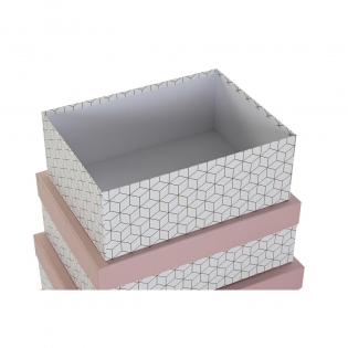 Set de Cajas Organizadoras Apilables DKD Home Decor Natural Blanco