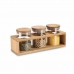 Conjunto de 3 Potes DKD Home Decor 31 x 11 x 11,5 cm Natural Bambu Vidro de Borosilicato