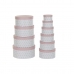 Set de cutii de depozitare, cu posibilitate de stivuire DKD Home Decor Rotund Roz Carton