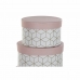 Set de cutii de depozitare, cu posibilitate de stivuire DKD Home Decor Rotund Roz Carton