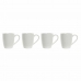 Juego de 4 Tazas Mug DKD Home Decor Blanco Natural Madera de caucho Gres 300 ml 19 x 13 x 31 cm