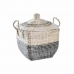 Decorative basket DKD Home Decor Grey Natural Seagrass Boho 45 x 35 x 43 cm