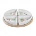 Set za Aperitiv DKD Home Decor Bela Pisana Naraven Bambus Gres Tropical 21,5 x 21,5 x 1 cm (5 pcs)