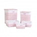 Conjunto de Cestos DKD Home Decor Cor de Rosa Poliéster Infantil vime (44 x 34 x 56 cm)