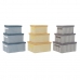 Jeu de Caisses de Rangement Empilables DKD Home Decor Gris Bleu Jaune 40 x 30 x 20 cm