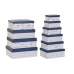 Set de cutii de depozitare, cu posibilitate de stivuire DKD Home Decor Marin Alb Bleumarin Carton (43,5 x 33,5 x 15,5 cm)