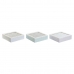 Caja para Infusiones DKD Home Decor Azul Blanco Verde Lila Metal Cristal Madera MDF (3 Unidades)