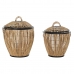 Lot de paniers DKD Home Decor Noir Naturel Métal Rotin 48 x 48 x 55 cm (2 Unités)