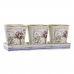 Virágcserép Készlet DKD Home Decor Rózsaszín Aranysàrga PVC Alumínium Shabby Chic 38 x 13 x 14 cm (3 Darabok)