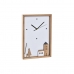 Orologio da Parete DKD Home Decor Bianco Marrone Legno Alluminio Case Città 20 x 4 x 30 cm