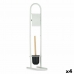 Toiletpapierhouder met borstelstandaard 16 x 28,5 x 80,8 cm Metaal Wit Plastic Bamboe (4 Stuks)