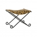 Fodstøtte DKD Home Decor Sort Metal Brun Læder Leopard (55 x 45 x 41 cm)