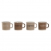 Conjunto de Chávenas de Café Home ESPRIT Castanho Grés 180 ml 4 Peças