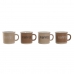 Set Šalica za Kavu Home ESPRIT Smeđa Gres Keramika 180 ml 4 Dijelovi