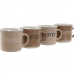 Conjunto de Chávenas de Café Home ESPRIT Castanho Grés 180 ml 4 Peças