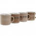 Piece Coffee Cup Set Home ESPRIT Brown Stoneware 180 ml 4 Pieces
