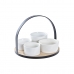 Set za Aperitiv DKD Home Decor Bel/Črn Kovina Bambus Gres Loft 5 Kosi 20 x 20 x 14 cm