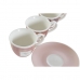 Dele kaffekopsæt DKD Home Decor Hvid Brun Pink 90 ml 4 Dele