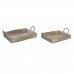 Set de Tăvi DKD Home Decor Galben Natural 48 x 38 x 15 cm 52 x 38 x 15 cm (2 Unități)