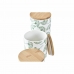 Conjunto de 3 Potes DKD Home Decor Natural Branco Verde Bambu Grés Tropical 10 x 10 x 17 cm