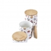 Set di 3 Barattoli DKD Home Decor Naturale Bianco Multicolore Bambù Gres 10 x 10 x 17 cm Cupcake