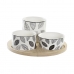 Set za Aperitiv DKD Home Decor Bel/Črn Bambus Gres Listi Cottage 3 Kosi 8 cm 20 x 20 x 8 cm