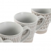 Set 4 Velikih Šalica Home ESPRIT Bijela Bež Gres Keramika 360 ml 9 x 7 x 10,6 cm