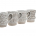 Set 4 Velikih Šalica Home ESPRIT Bijela Bež Gres Keramika 360 ml 9 x 7 x 10,6 cm