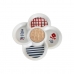 Set da Aperitivo DKD Home Decor Rosso Azzurro Bianco Gres 22 x 22 x 7 cm Mediterraneo Case