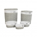 Set Košara DKD Home Decor Bijela Siva ispleten od pruća 51 x 37 x 56 cm 52 x 38 x 57 cm (5 Dijelovi)