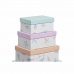 Set van opstapelbare opbergboxen DKD Home Decor Navy Karton (43,5 x 33,5 x 15,5 cm)