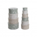 Set van opstapelbare opbergboxen DKD Home Decor Beige Bruin Groen Karton (37,5 x 37,5 x 18 cm)