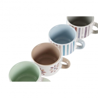 Juego De Tazas De Café Dkd Home Decor Azul Marrón Gres (150 Ml)