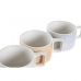 Set med kaffekoppar DKD Home Decor Gul Blå Vit Röd Metall Bambu Dolomite 260 ml 4 Delar