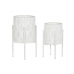 Set de Maceteros DKD Home Decor Metal Blanco Shabby Chic (31 x 31 x 58 cm)