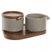 Sockerströare DKD Home Decor 19,5 x 18,5 x 7 cm Beige Brun Gummiträ 4 Delar