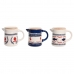 Oliepot voor vlees en vis DKD Home Decor Rood Blauw Roestvrij staal Wit Keramiek Hout MDF 680 ml 3 Stuks