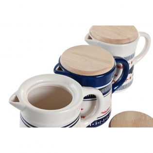 Set de Aceitera y Vinagrera DKD Home Decor 17 x 12,5 x 18 cm Natural  Porcelana Blanco 5 Unidades