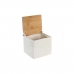 Saltbøsse med låg DKD Home Decor 10,5 x 9 x 9 cm Natur Porcelæn Hvid