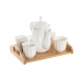 Set di Tazze da Caffè DKD Home Decor Bianco Naturale Bambù Porcellana