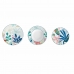 Conjunto de Louça DKD Home Decor Azul Verde Azuis / Verdes Porcelana Moderno Folha de planta 18 Peças