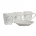 Conjunto de Chávenas com Pratos DKD Home Decor Branco Metal Grés 90 ml 8 x 6 x 6 cm 11 x 11 x 2 cm