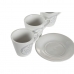 Набор чашек с блюдцами DKD Home Decor Белый Металл Керамика 90 ml 8 x 6 x 6 cm 11 x 11 x 2 cm